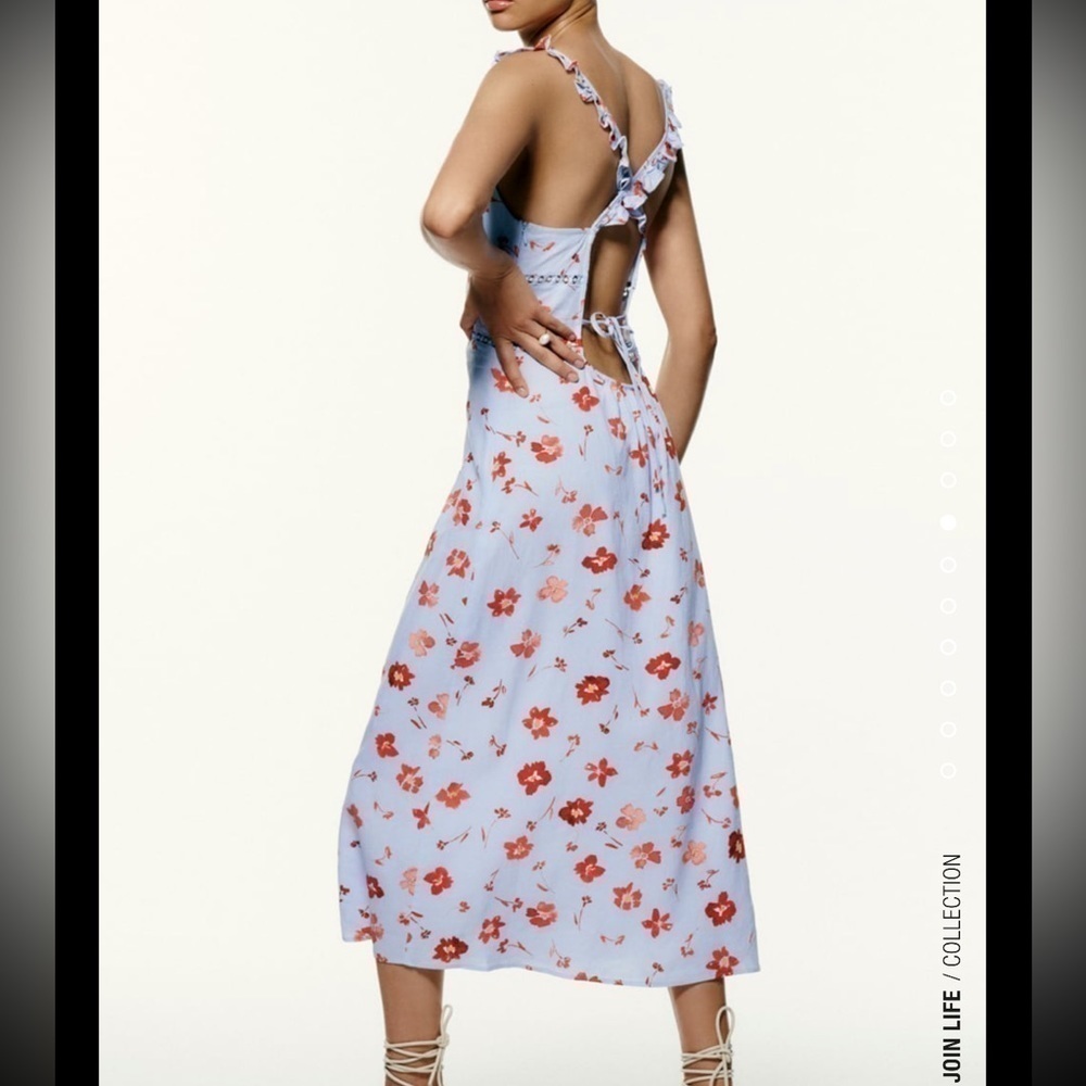 Zara Printed Linen Blend Dress - Picture 2 of 15